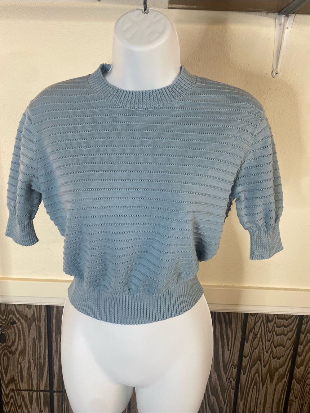 Frye Light Blue Knit Crop Top